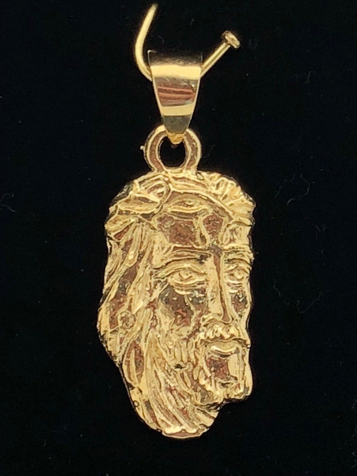 14k Yellow Gold Jesus Piece Jesus Christ Face Religious Charm Pendant 2