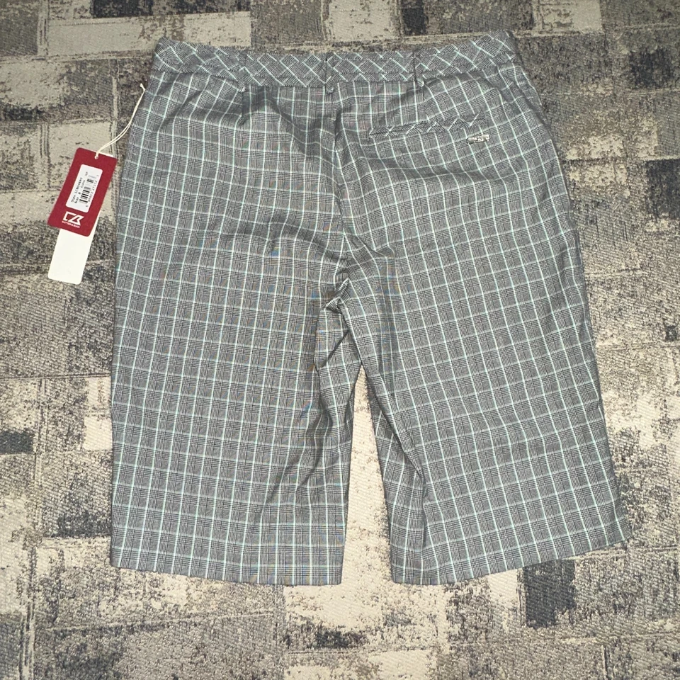 NWT Cutter Buck Womens Golf Shorts 8 DryTech Check Plaid Mid Rise Quick Dry - Image 2 of 4