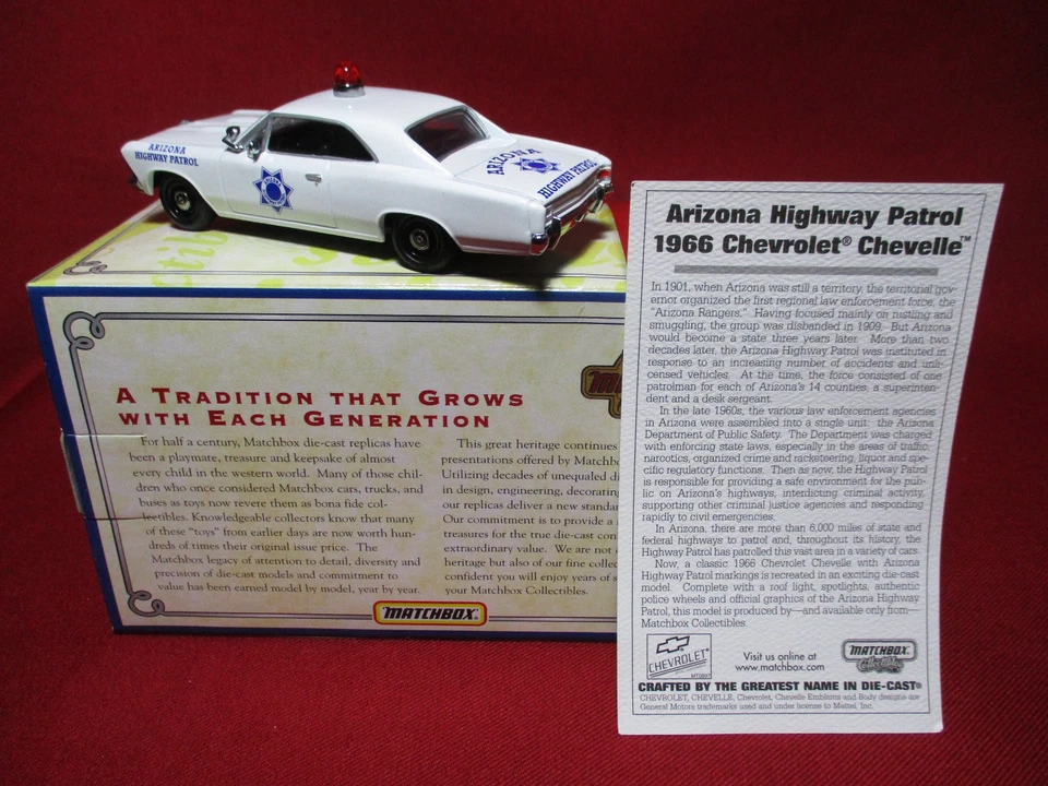 1:43 1966 Chevy Chevelle Arizona Highway Patrol Matchbox USA State Police Car - Image 2 of 4