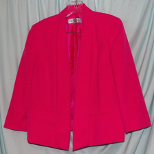 Kasper Solid Pink Collared 3/4 Sleeve Short Open Front Blazer Petite Size 10P