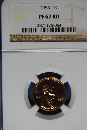 1959 NGC 1C PF67RD LINCOLN MEMORIAL CENT #B50574