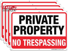 Private Property No Trespassing Metal Sign 4 Pack , 10 X 7 Inches Rust Free .04