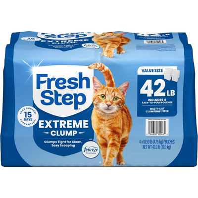 Fresh Step Extreme Clump Multi Cat Clumping Litter with Febreze Freshness, 42 lb