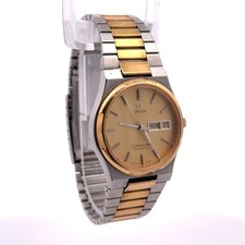 Omega Seamaster Two-Tone Stainless Steel Quartz Vintage Men's Wristwatch 33mm
