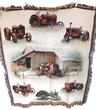Mohawk Home Made in the USA Sharon Federsen Tractor Print Tapestry Blanket Throw