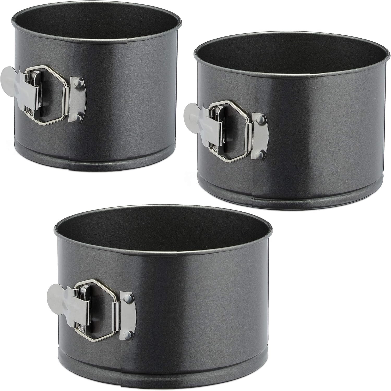 Relaxdays Set de moldes para tartas, negro, Ø 14/16/18 cm