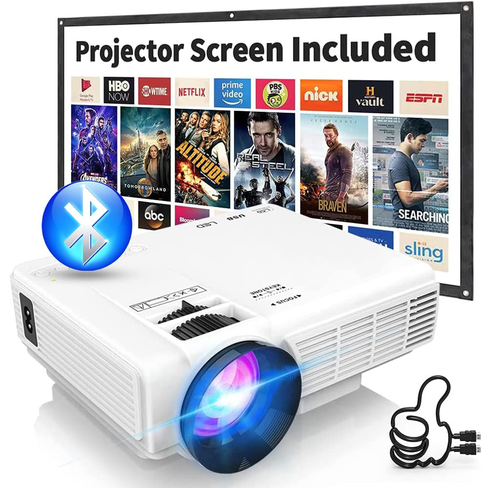 Projector with Two-way Bluetooth, Mini Projector with Projector Screen, Full ...-image