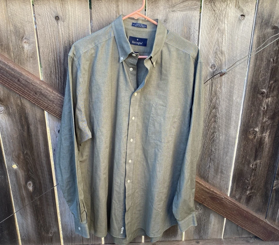 Barrington Mens Dress Shirt 17 36/37 Green Wrinkle Free Cotton Blend Long Sleeve - Image 1 of 3