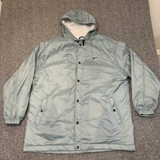 Vintage 90s Nike Mens Nylon Hooded Embroidered Swoosh Spellout Jacket Size XL
