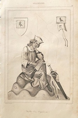 ENGRAVING GERMANY ''WALTER VON DER VOGEL WILLOW''