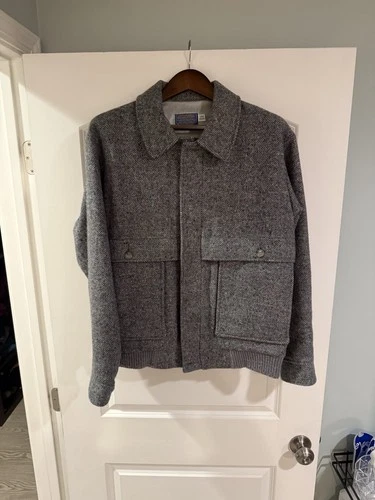 Pendleton 1990s Pure Virgin Wool Grey Bomber Jacket Large - product listing photo