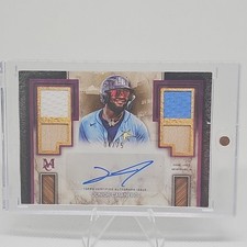 2025 Topps Museum Junior Caminero Signature Swatches Quad Relic Auto /75 - Rays