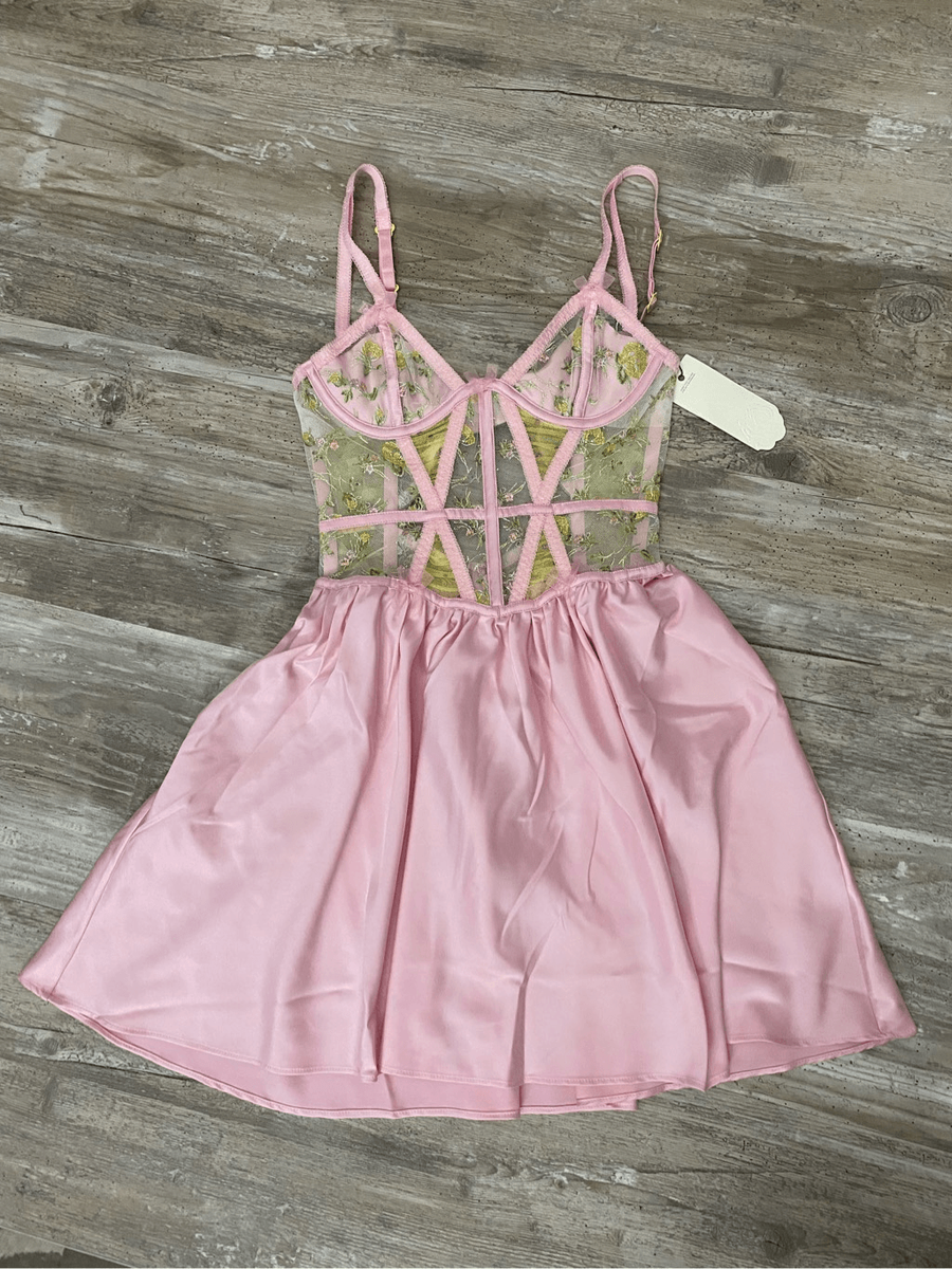 open lace back dress FOR LOVE & LEMONS Emmeline Embroidery Ruffle Mini Dress – Lusso Di Luna  Boutique main image 1
