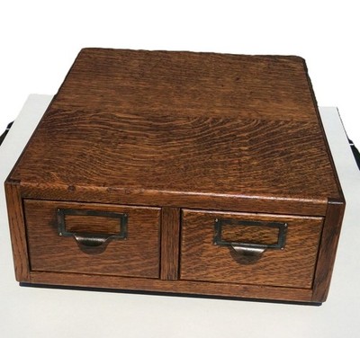Vintage Two Drawer Oak Index Card File Cabinet