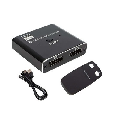 DisplayPort Switch 2 Port DP 1.4 Switcher Bi-Direction 1X2 2x1 For DP PC Monitor