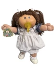 1985 Cabbage Patch Kids, Brown Pigtails, Brown Eyes, Paci, HM6, P, White Dress