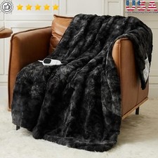 Electric Heated Blanket Soft Faux Fur  Sherpa 10 Heat Levels Auto Shut Off New
