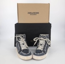 ZADIG  VOLTAIRE High Flash Canvas Sneakers in Noir Black - Size US 9 EU 40 -NIB