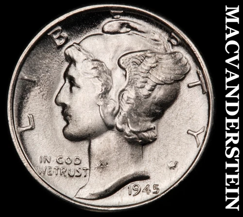 1945-D Mercury Dime- FSB- Choice Gem Brilliant Uncirculated++++ Luster #J3293