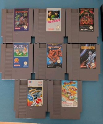 8 NES Spiele Guardian Legend Duck Tales Kid Icarus Dream Master mit Hüllen Top