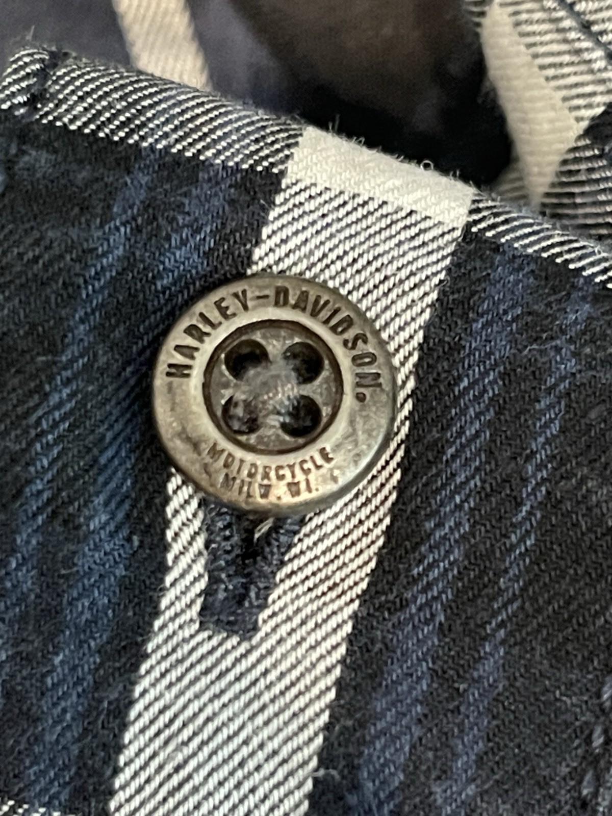 HARLEY DAVIDSON Multi Patch Blue Plaid Short Slee… - image 10