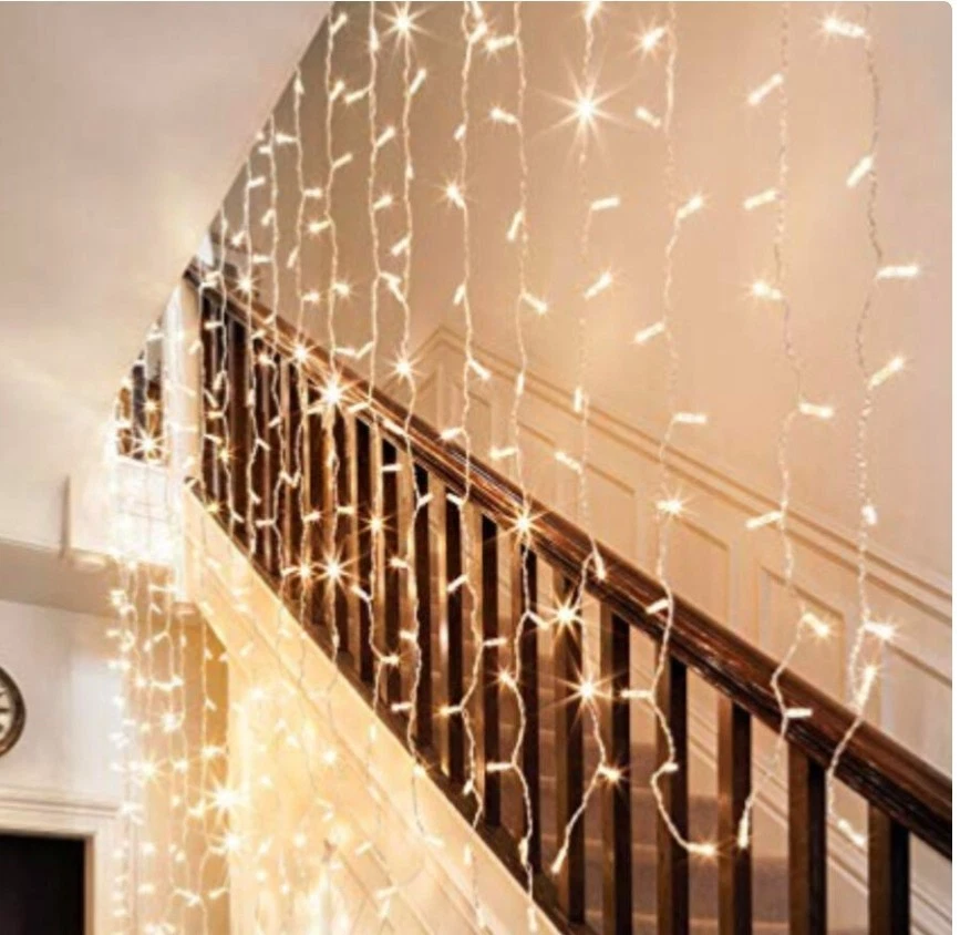 TENDA LUMINOSA 300 LED NATALIZIA BIANCO CALDO 10mt x 0,60cm PROLUNGABILE ESTERNO - Image 3 of 3