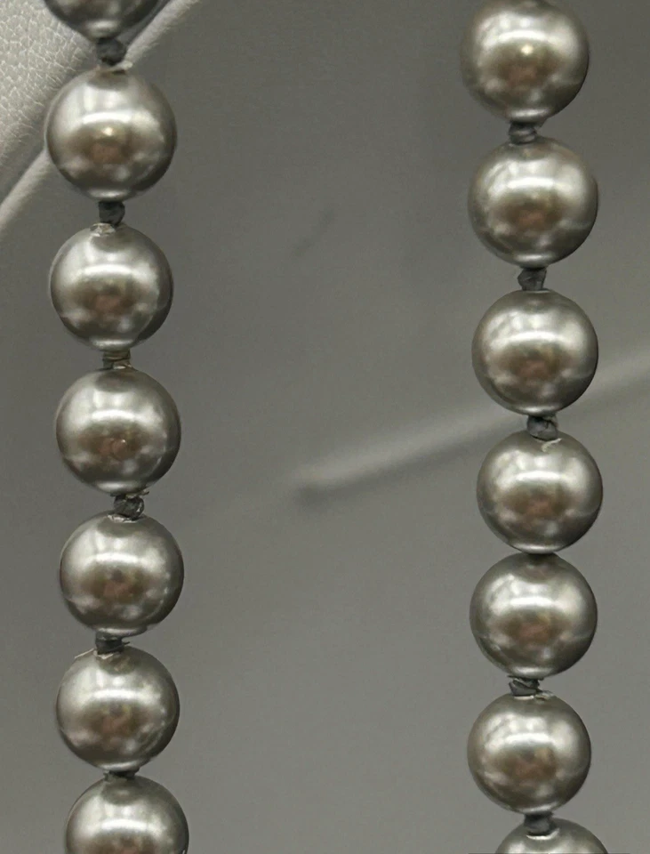 Винтажное серебряное жемчужное ожерелье Monet длина 20 дюймов диаметр 6,5 мм - Изображение 4 из 4