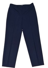 ST. JOHN Caviar Emma Dress Pants 10 Blue Marocain Straight Leg Wool Spandex