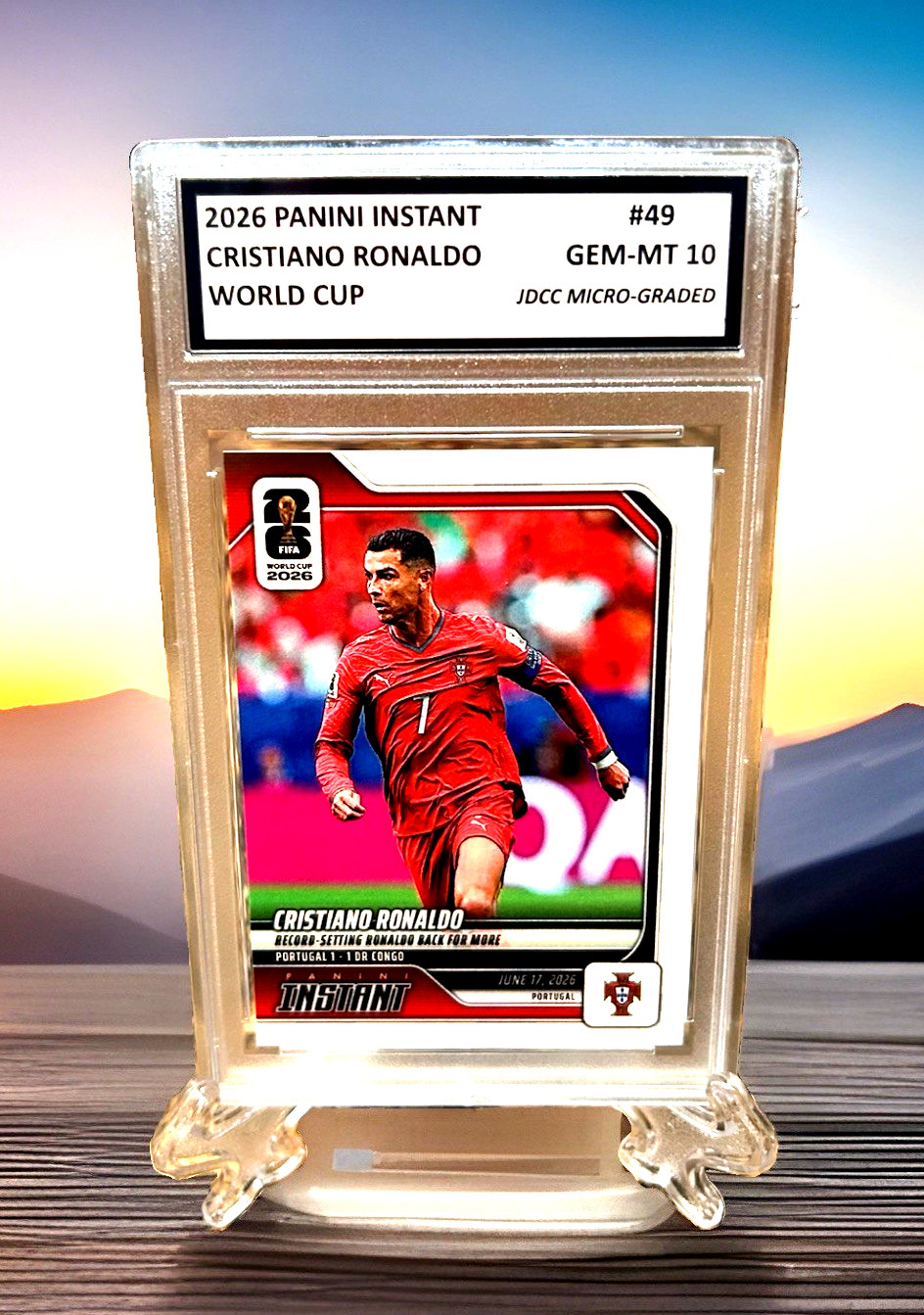 GRADED GEM-MT 10 CRISTIANO RONALDO 2026 Panini Insant FIFA World Cup #49. Coa! view 3