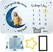 Baby Milestone Blanket - Super Soft Fleece Monthly Milestone Blanket for Baby Gi