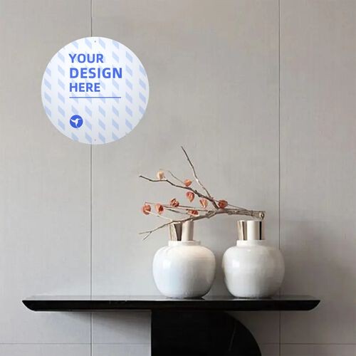 Round Abstract Landscape Painting Aluminum Wall Art