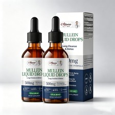 2 PACK Mullein Drops for Lungs, Detox and Cleanse Mullein Extract Supplement