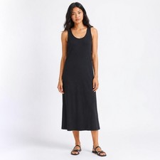 Monrow Tank Dress Womens Medium Black Racerback Made in USA Midi Scoop