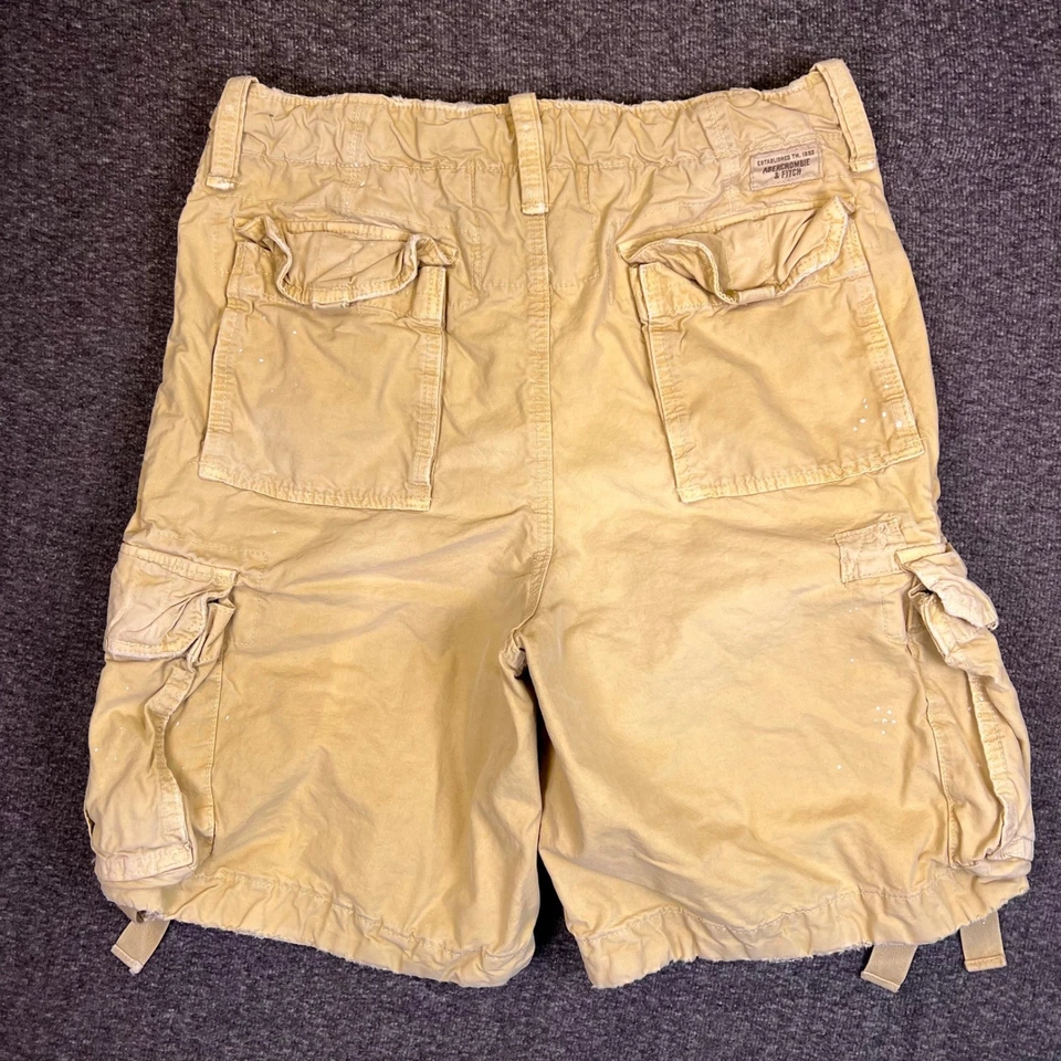 Винтажные мужские шорты Y2K Abercrombie Fitch Cargo 34 хаки на пуговицах 34x9,5 - Изображение 2 из 4