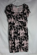 Fashion Bug Dress Womens L Black And Pink Floral Flowers Vintage