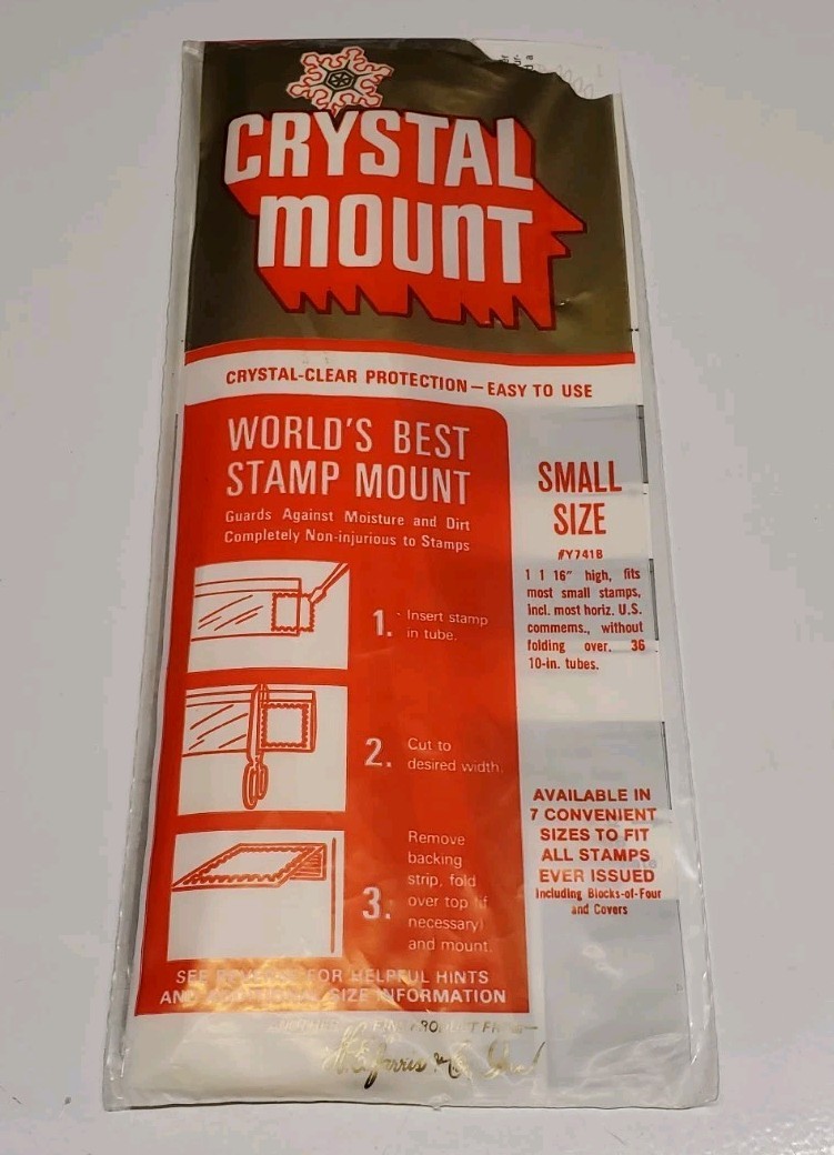 (2) Vintage H.E. Harris Crystal Mount Small And Cover Size Stamp Mounts 
