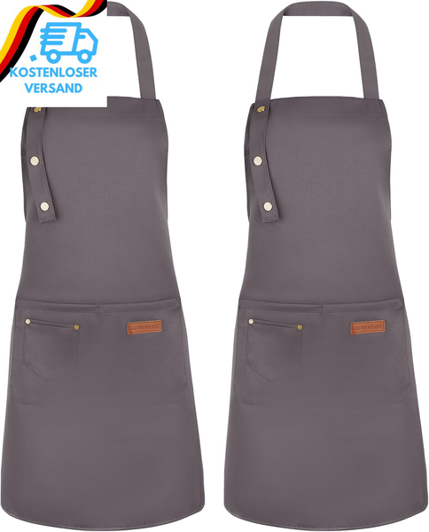 2 StüCk SchüRze FüR Damen Herren,Wasserdicht Koch SchüRze Mit 2 Groß Taschen,Ver-image