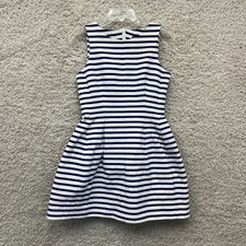 Zara Dress Medium Adult Blue Striped Mini Fit & Flare Sleeveless Lined Womens M