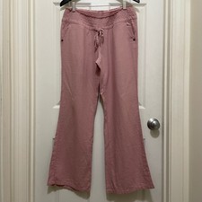Love Tree Linen Blend Wide Leg Palazzo Pants Pink Mauve Pockets Drawstring Large