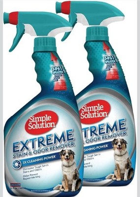 2x Simple Solution Extreme Pet Stain and Odor Eliminator 32 oz Spray, Original 