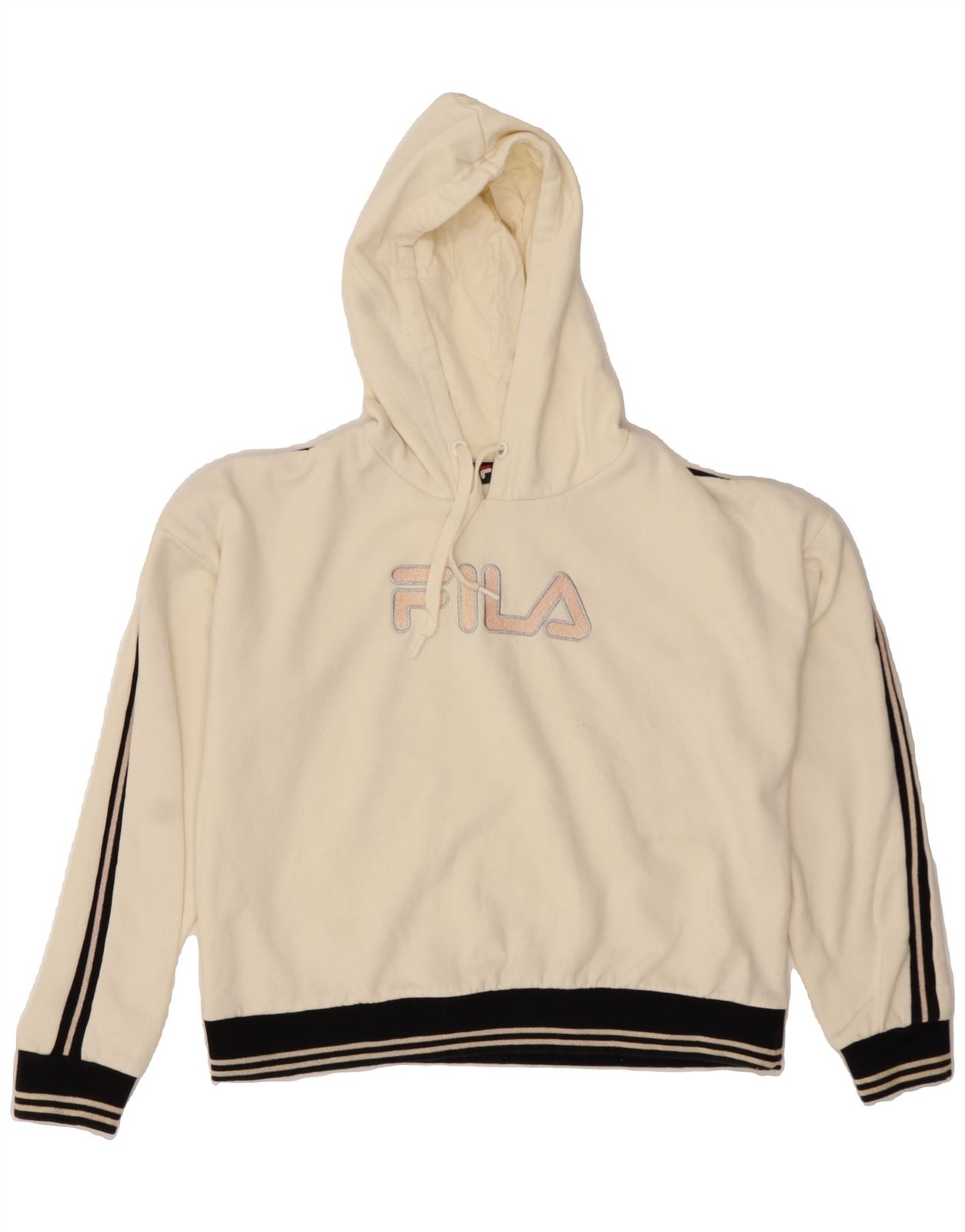 FILA maglione donna grafico con cappuccio UK 14 medio bianco sporco cotone BF11