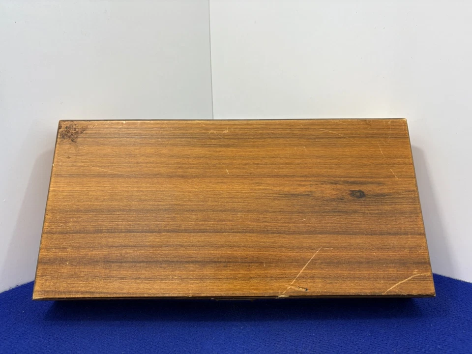 Vintage Wooden Presentation Case Fits 8" Barrel Revolvers — Red Velvet Interior - Image 4 of 4