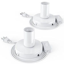 Upgraded 2 Polished Metal Desktop/Hanging Light Bulb Socket E26/E27 Lamp Ba...