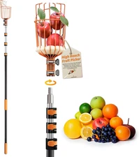 Fruit Picker Pole With Basket Telescoping 4-12 Ft Apple Extension // Telescopic
