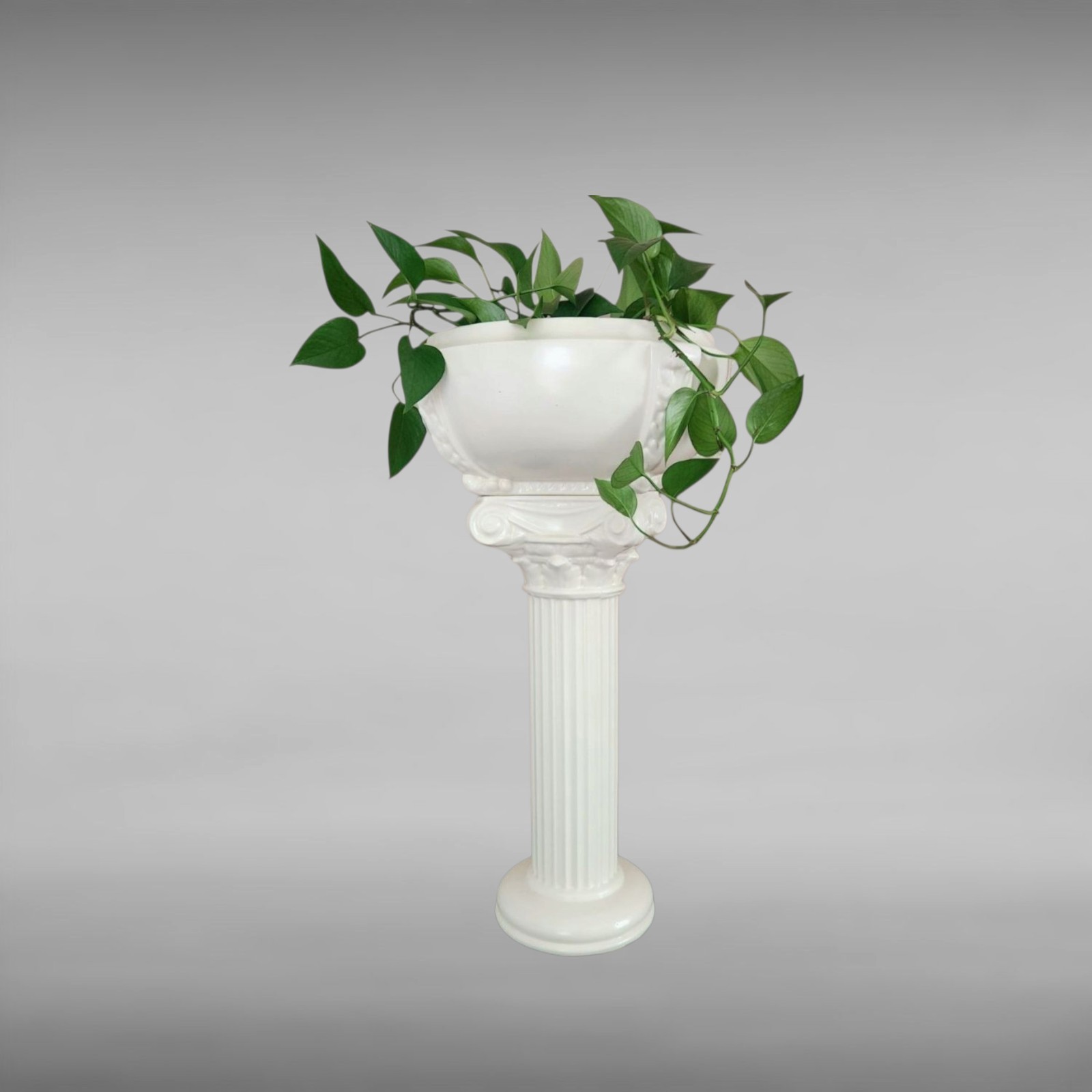 Vtg 60s Haeger Ivory Matte Glazed Ceramic Pottery Planter Bowl & Pedestal Set 