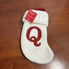 Letter Q Knit Monogram Mini Stocking White Wondershop Xmas Holiday Target 8" NEW