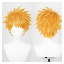 Kurosaki Ichigo Cosplay Wig Synthetic Hair Yellow Carnival Halloween Party Props