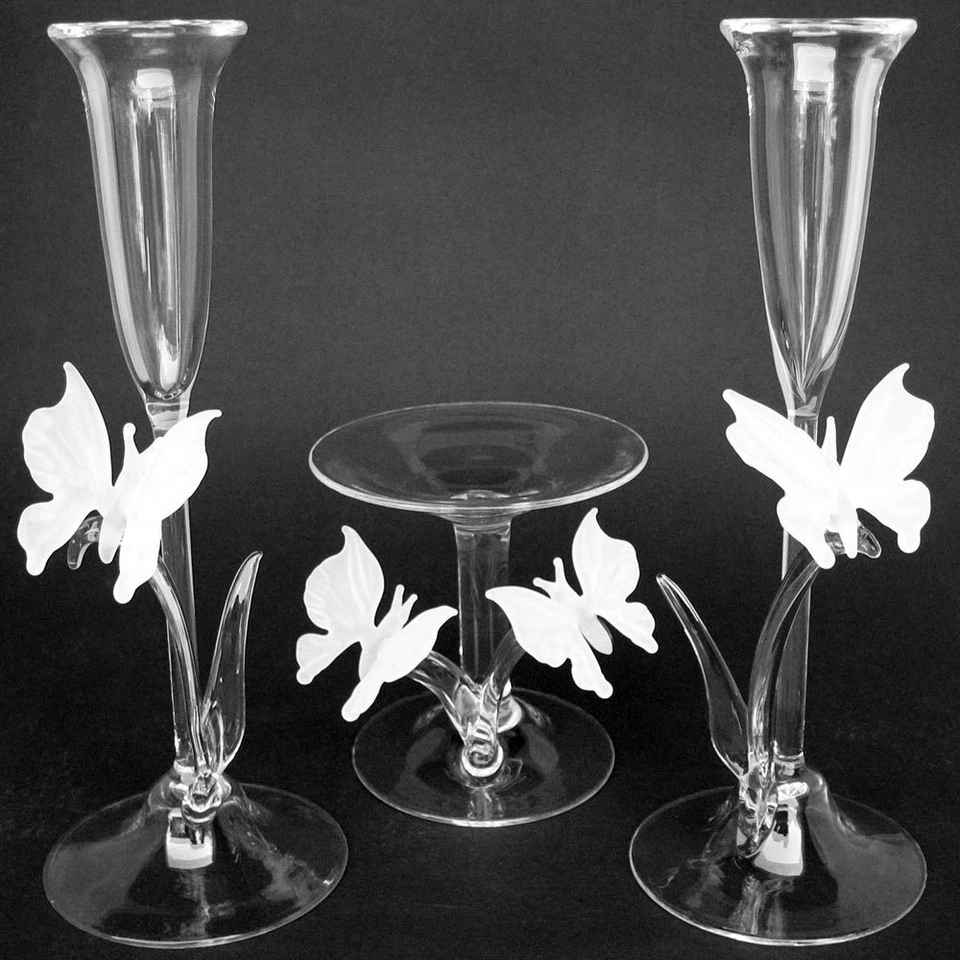 Juego de candelabro cónico Butterfly Unity de vidrio soplado Foto 2 de 4