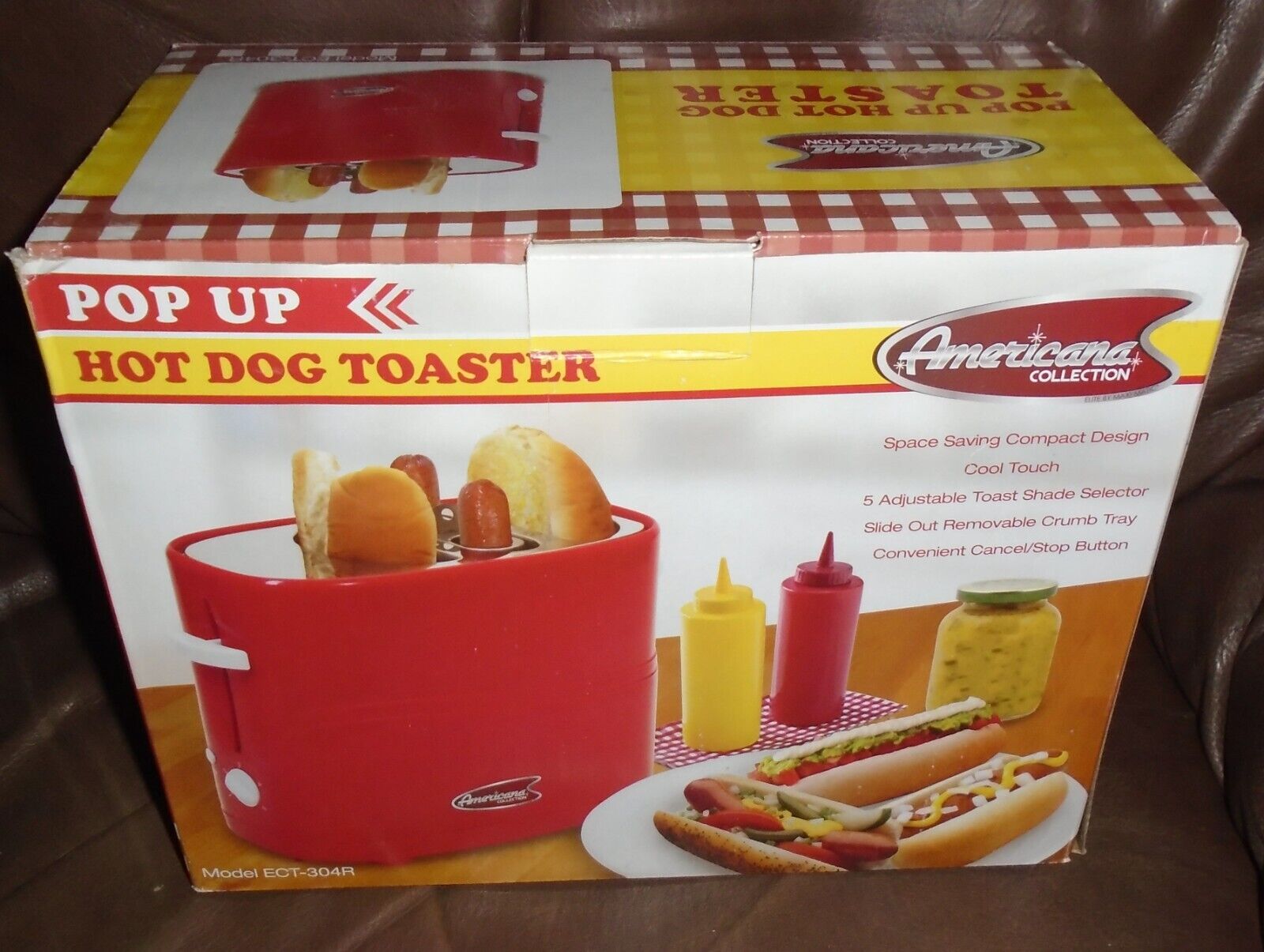 New Americana Chicago Style Collection Red Pop Up Hot Dog Toaster
