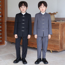 Boys Suits Slim Fit Formal Jacket Pant Kids Child Chinese Style Outfits Han Fu